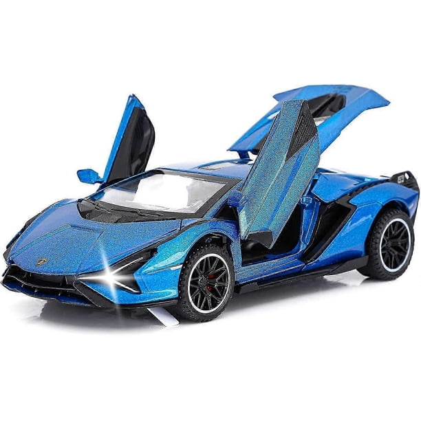 Toy Cars Lambo Sian FKP3 Metal Model Car with Light and Sound Pull Back Toy Car for Boys Age 3 + Year Old (Blue)