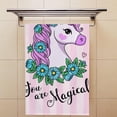 thumbnail image 4 of Coolnut Fingertip Hand Towels, Set of 2 Pcs Cute Unicorn with Flowers on Pink Absorbent Face Bath Towels for Bathroom Kitchen, 30"x15", 4 of 6