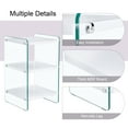thumbnail image 3 of LUFTUT 3 Tier Side Table with Tempered Glass Legs, Small End Table with Storage Shelves, Modern Nightstand for Living Room Bedroom Office, 3 of 8