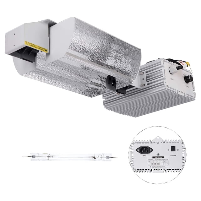 RayLux 1000w Double Ended Open Reflector Grow Light System with HPS Bulb 1000w Dimmable Ballast Kit for Growing