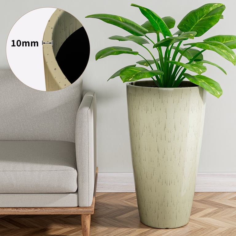SXUEG 21 Inch Tall Planter, 2-Pack Beige photo 3