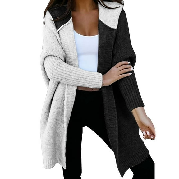 Niaviben Knit Cardigan Long Cardigan Hooded Cardigan for Women Plus Size Cardigan for Women Chunky Cardigan Sweaters for Women Womens Jackets Black L