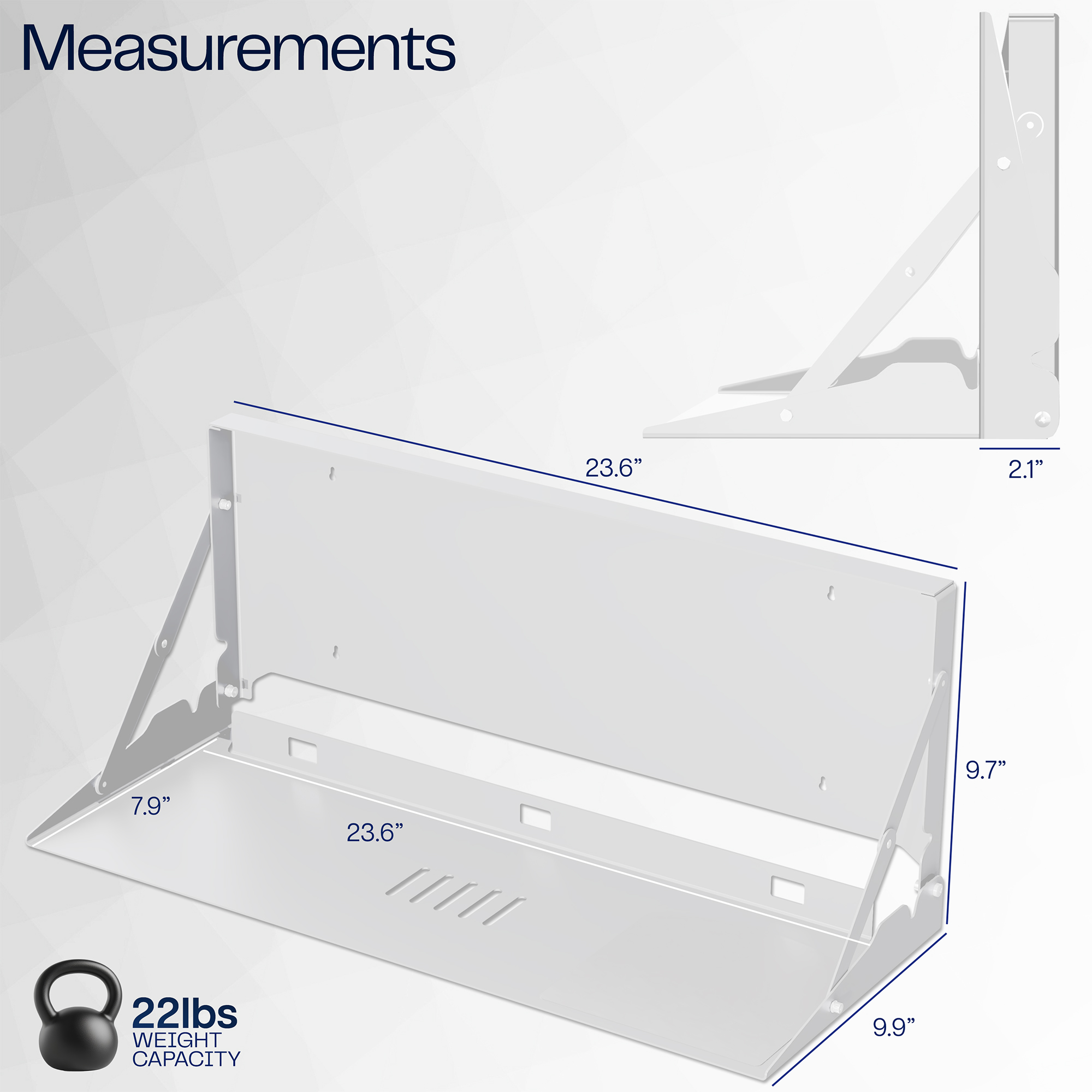 VIVO White Flip Down 24 inch Keyboard Tray Wall Mount with Mouse Pad