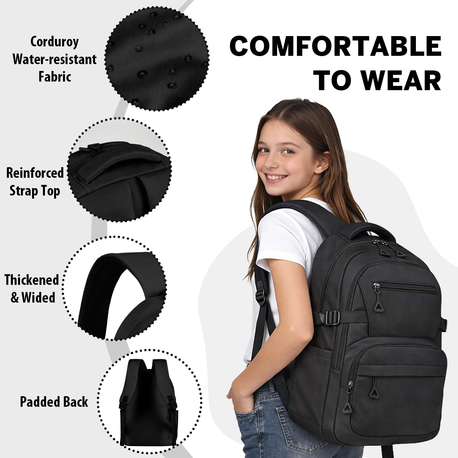 Gynky School Backpack, Large Capacity Bookbag Cute Girlish Water-Resistant Laptop Backpacks for Teen Adults Tween, Fashion Aesthetic Lightweight Travel Daypack for Women Middle School College