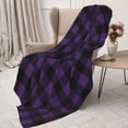 thumbnail image 3 of Sikiie Purple Black Plaid Cozy Flannel Fleece Throw Blanket: Lightweight & Thick for All Seasons - Perfect for Women, Men, & Kids"60"x50", 3 of 6