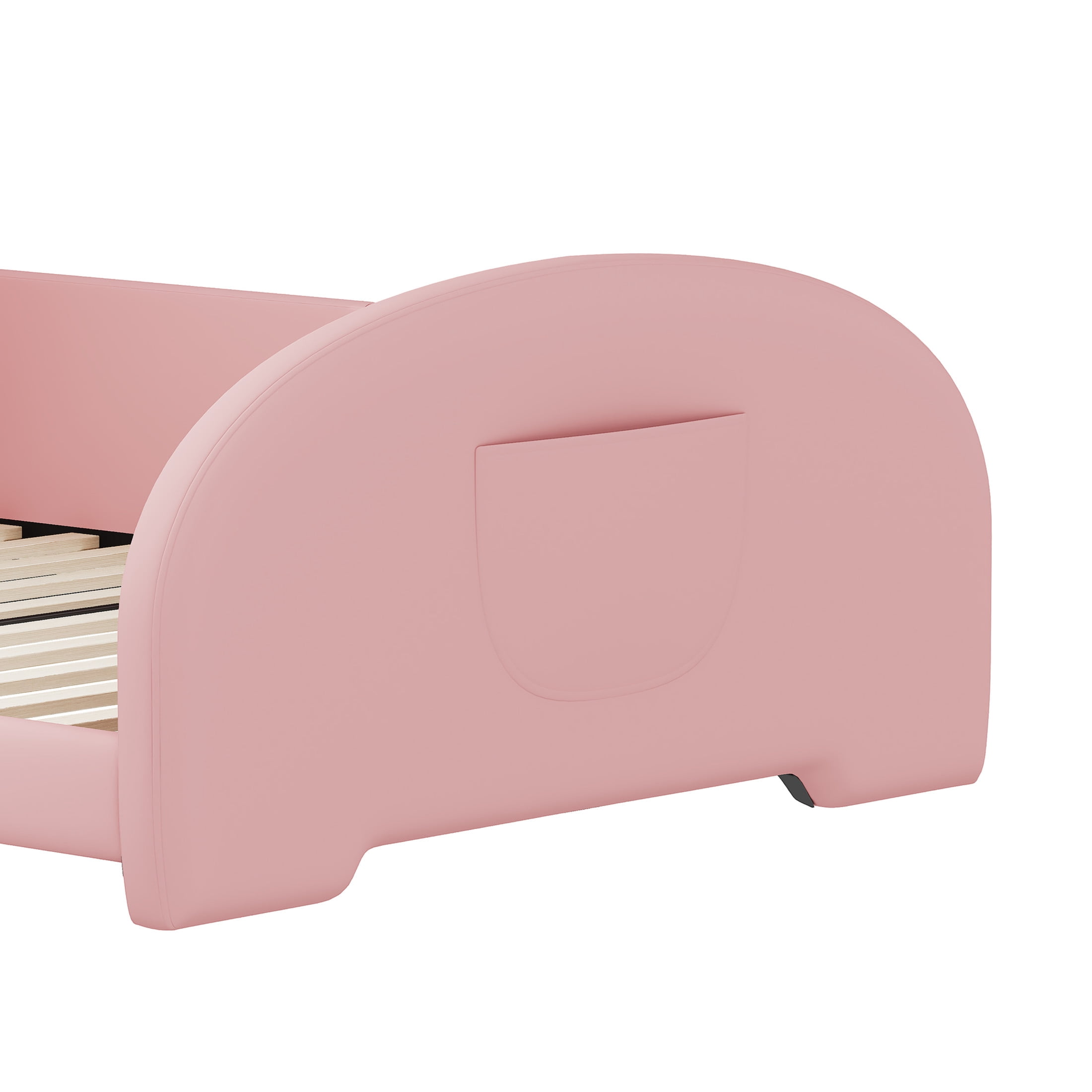 Noble House Twin Upholstered Rabbit Princess Bed with Headboard and Footboard, Pink