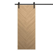 Modern Barn Door 18 x 80 inches | Ego 5005 Natural Oak | 6.6FT Rail Track Heavy Hardware Set | Solid Panel Interior Doors