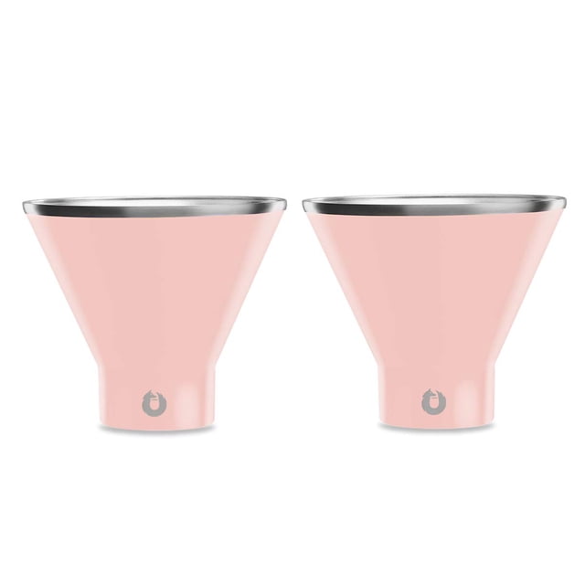 Juego de 2 unidades con forma de zorro de nieve Martini Glass, 240 ml, con aislamiento al vacío, color rosa