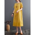 thumbnail image 4 of Vestido holgado de mujer con bolsillos, manga corta, vestido informal de fiesta, 4 of 8