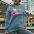 thumbnail image 2 of 90s Babe, Retro Millennial Art Merch Gift, Light Blue Hooded Sweatshirt or Hoodie, Large, 2 of 5
