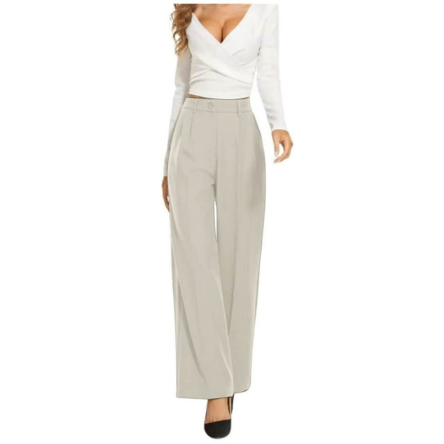 Drape Slimming High Waisted Solid Color Wide Leg Casual Suit Pants, Lightweight & Breathable, Suitable for Various Occasions