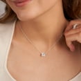 thumbnail image 2 of Lab Diamond Pendant Necklace| 3 Ct IGI Certified Emerald Shape Lab Grown Diamond | Aubree Emerald Solitaire Diamond Pendant With Gold Chain | 14K White Gold | FG-VS Quality, 2 of 5