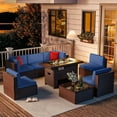 thumbnail image 2 of Sunmthink 8 Steel Water-resistant Outdoor Conversation Sets with Sofas and Table, Bule, 2 of 7