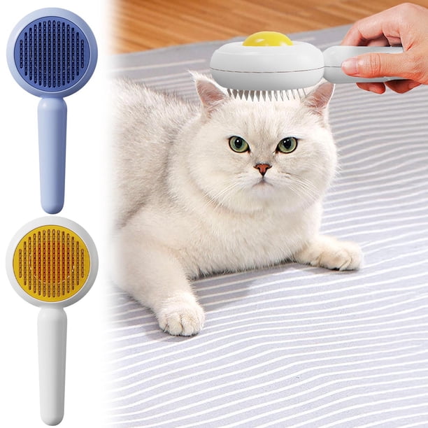 Fiudx Cepillo Quitapelos para Mascotas, Autolimpiable, Diseño En Forma de Huevo, Depilación con Un Solo Clic, Suave con La Piel, Cerdas de Acero Inoxidable, Fácil Mantenimiento, para Gatos y Perros,