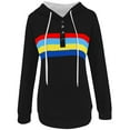 thumbnail image 4 of XIAONU Womens Hoodies Button Polo Collar Rainbow Print Hooded Sweatshirt Sporty Pleasure Baggy Long Sleeve Pullover Hoodie With Pockets, 4 of 4
