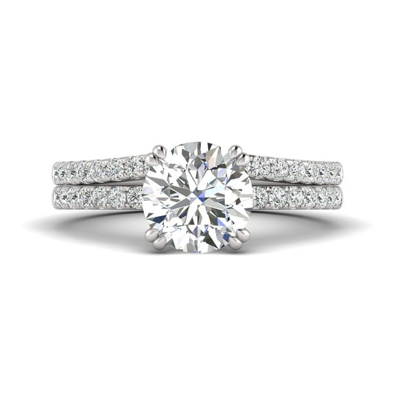 2 1/4 Carat TW Women's Moissanite and Natural Diamonds Engagement Ring in 10k White Gold, Size 10