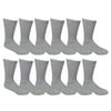 12 Pairs of Excell Women Crew Socks, Quality Ringspun Cotton Soft Athletic Socks (Gray)