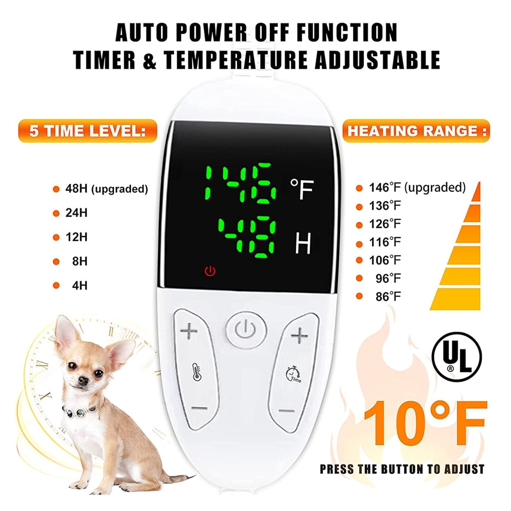 Tianlaimei Pet Heating Pad for Dogs Cats, Electric Heating Mat, Puppies Heated Bed, 6 Adjustable Temperature Mode with Timer