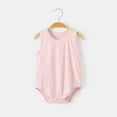 thumbnail image 2 of FAIWAD Newborn Summer Romper Baby Boy Girl Sleeveless Solid Color Bodysuit Unisex Infant Cotton Breathable Outfit, 0-2 Years, 2 of 4