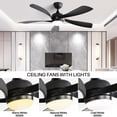 thumbnail image 3 of 52"Indoor Ceiling Fan With 3 Color Dimmable 5 ABS Blades Remote Control Reversible DC Motor Bedroom Ceiling Fan, 3 of 7