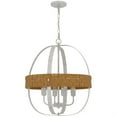 thumbnail image 2 of Baty Chandelier, 4 Light Rustic Rattan Round, White Metal 21 Inch, 2 of 7