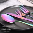 thumbnail image 3 of 20 Piece Silverware Set Service for 4, Stainless Steel Flatware Set, Mirror Polished Cutlery Utensil Set, Durable Home Kitchen Eating Tableware Set, Fork Knife Spoon Set, Dishwasher Safe, Rainbow, 3 of 7
