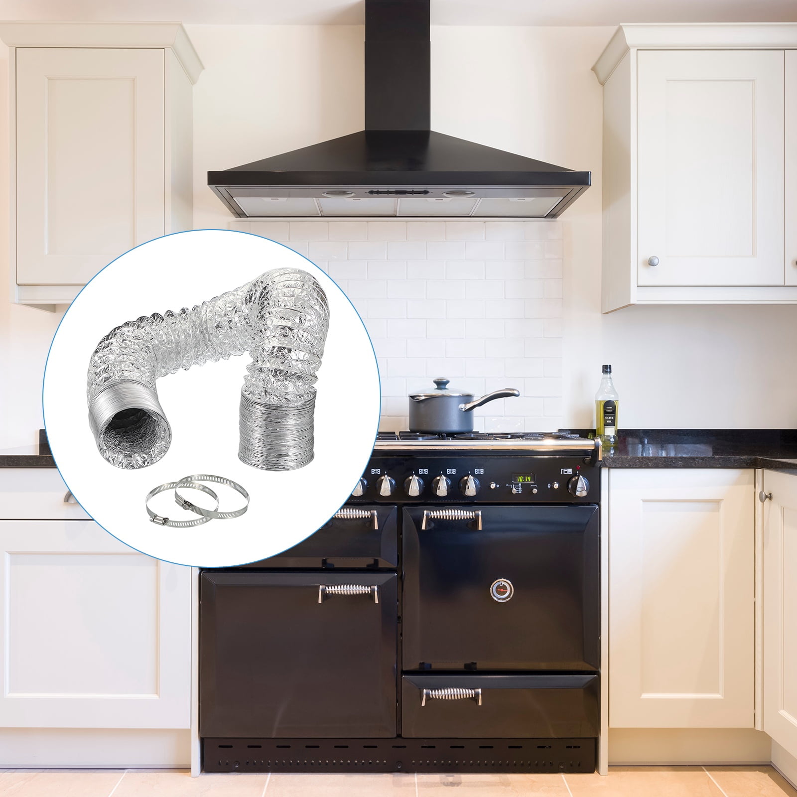Uxcell 16Ft Dryer Vent Hose 4" Dia. 2Pcs Flexible Aluminum Ducting 4 Clamps Included, Silver