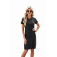 thumbnail image 2 of Women'S Short Sleeve Ruched Casual Sundress Midi Bodycon T Shirt Dress Black L, 2 of 9