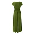 thumbnail image 7 of Baqcunre Wedding Guest Dresses For Women Women'S Deep V Neck Short Sleeve Long Dresses Pleated High Waist Slit Club Party Evening Maxi Dress Homecoming Dresses Maxi Dress Army Green Dress L, 7 of 7