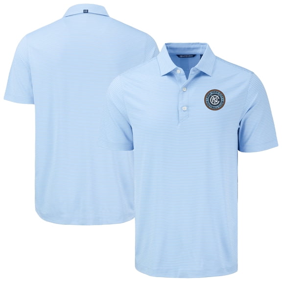 Men's Cutter & Buck Sky Blue New York City FC Forge Eco Fine Line Stripe Stretch Recycled Polo