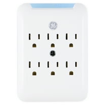 GENERAL ELECTRIC Pro 6-Outlet Surge Protector Power Outlet Adapter, White - 38431