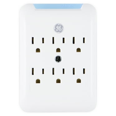 GENERAL ELECTRIC Pro 6-Outlet Surge Protector Power Outlet Adapter, White - 38431