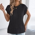 thumbnail image 6 of gbyLJF Women's Short Sleeve Sweater Solid Color Pullover Tank Tops Knit Round Neck Vest Trendy Fashion Clothing, 6 of 8