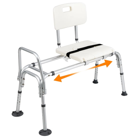 Giantex Sliding Tub Transfer Bench, Shower Chair w/Adjustable Height, Reversible Bathtub Chair for Elderly & Disabled