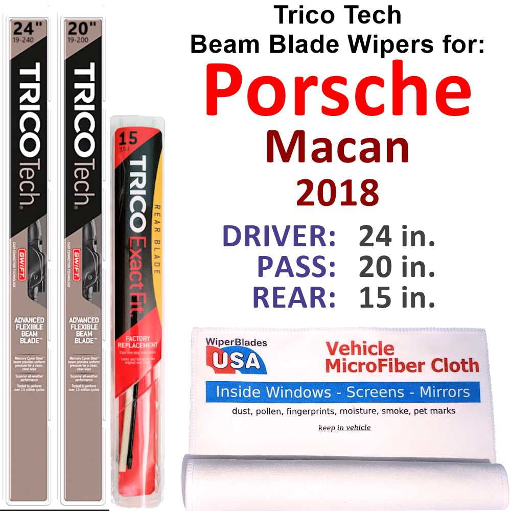 2018 Porsche Macan Beam Blade Wipers (Set of 3) w/Rear Wiper