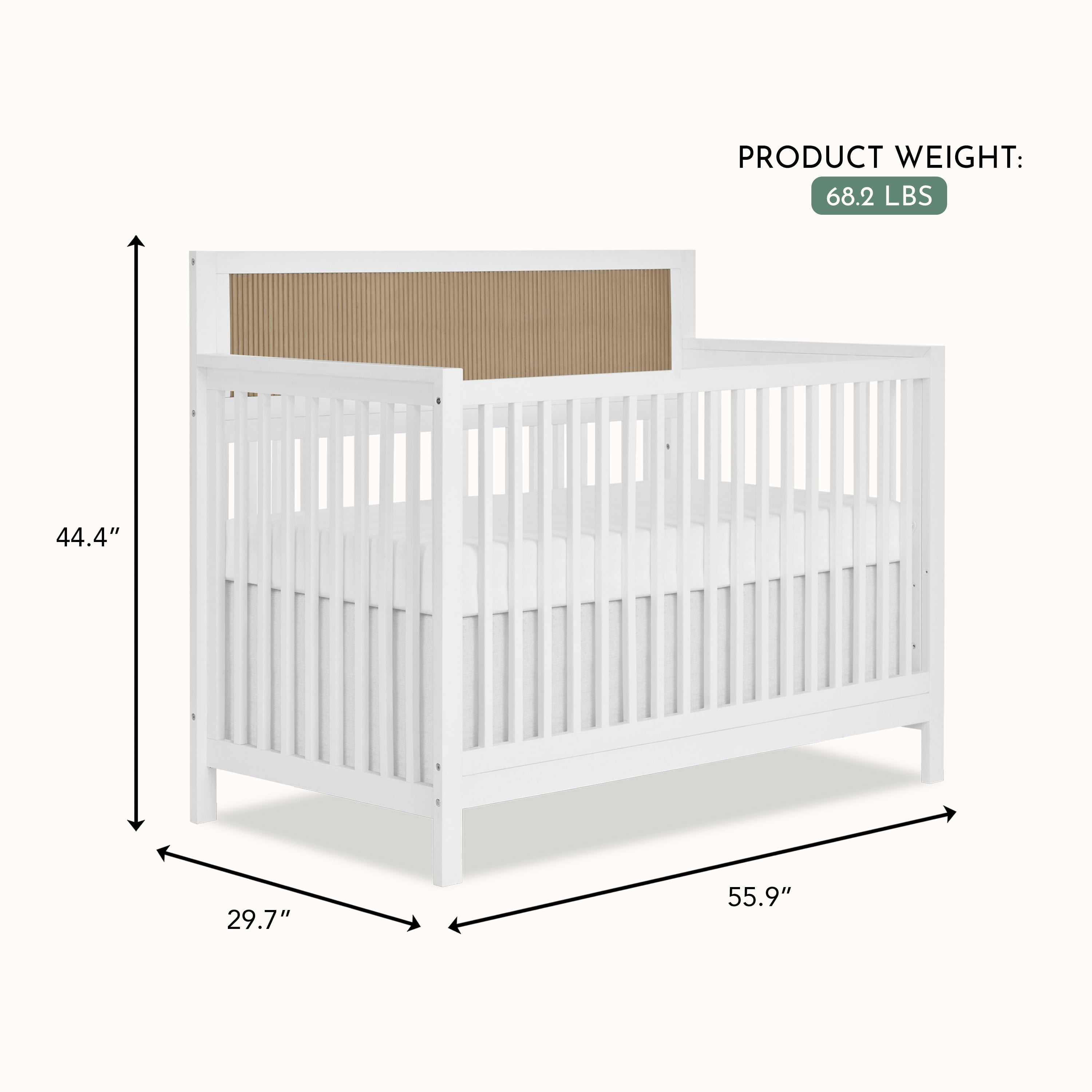 Evolur Byron Convertible Crib, White with Chestnut