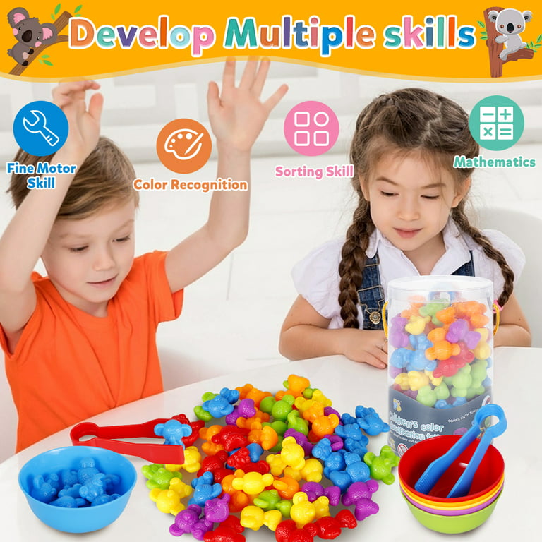 Counting Koala Color Sorting Toys with Rainbow Cups for Toddlers Ages 2-4  Shape Classification and Sensory Training STEM Games - AliExpress