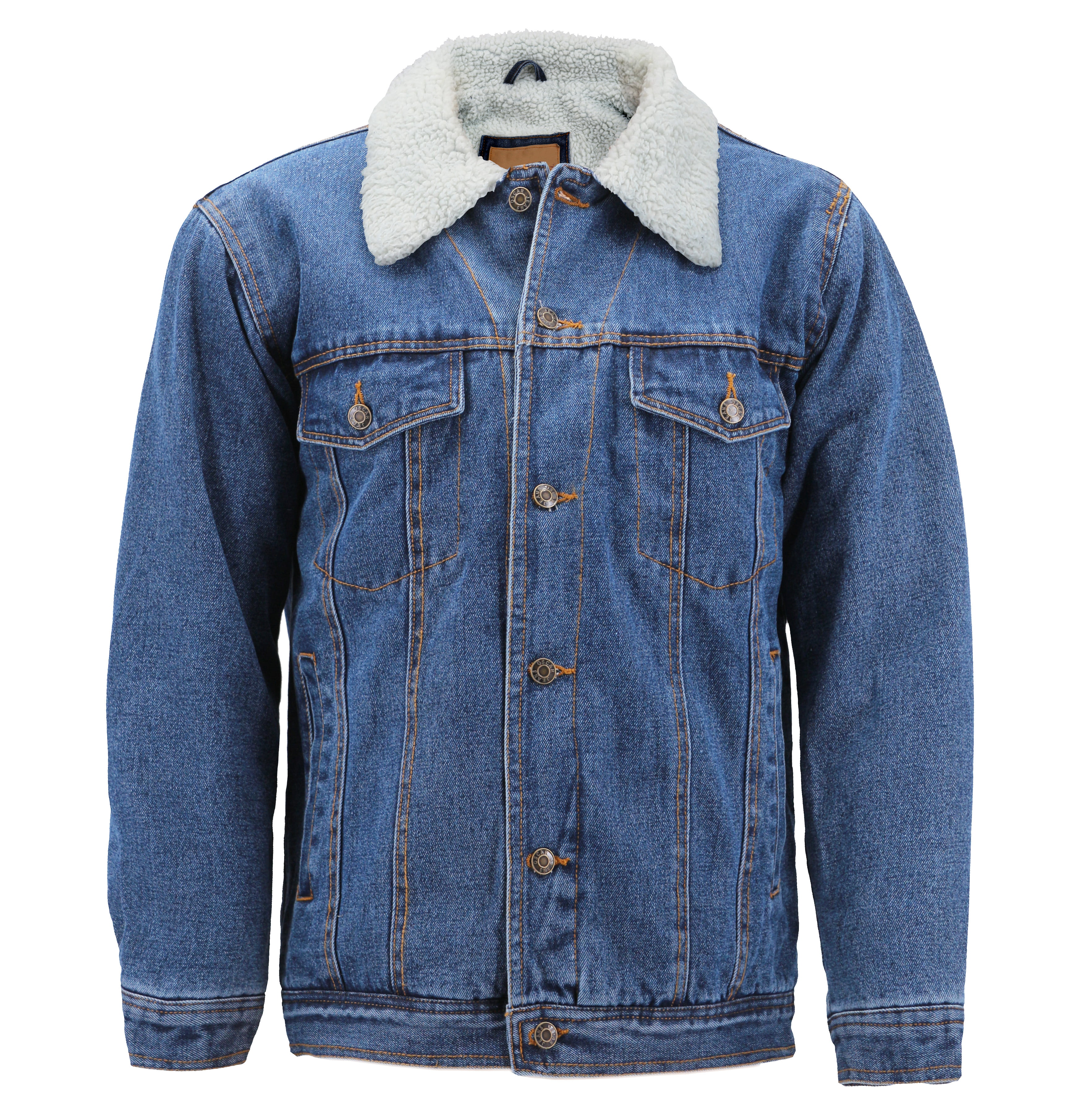Men’s Classic Button Up Sherpa Fleece Lined Cotton Denim Trucker Jean ...