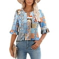 thumbnail image 3 of KISSMODA Womens 3/4 Length Sleeve Tops Summer Blouses Spring Ruffle Tunic T-Shirts Dressy Casual, 3 of 4