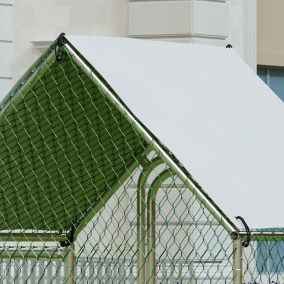 Chicken Coop, Large Metal Chicken Run, Outdoor Chicken Pen with Waterproof and Anti-UV Cover, Walk-In Chicken House with Lockable Door, Heavy Duty Poultry Cage for Yard, Farm Use