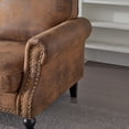 thumbnail image 4 of 40.16 Inch Faux Leather Sofa with Nailhead Trim, Single Rolled Arm Sofa with 22" Deep Seat, Comfy Upholstered 1 Seater Couch with Solid Wood Legs for Living Room, Brown, 4 of 7