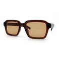 thumbnail image 5 of Classy Rectangle Horn Rim Minimal Fashion Retro Vintage Sunglasses All Brown, 5 of 8