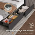thumbnail image 2 of Full Size Bed Frame with LED Lights Headboard & USB-C/A Charging Station, Modern Upholstered Platform Bed with 4 Storage Drawers, Heavy Duty Steel Slats,Dark Gray, 2 of 7