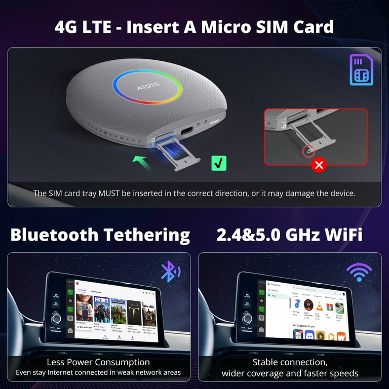 ATOTO Carplay Ai Box Gen 2 AI Smart Box 4G+64G Wireless CarPlay
