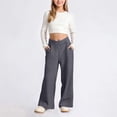 thumbnail image 2 of WhouRiu Girls Casual Sweatpants Solid Color Elastic Waist Baggy Wide Leg Jogger Pants Kids Comfortable Daily Trousers With Pockets,4-5 Years, 2 of 9