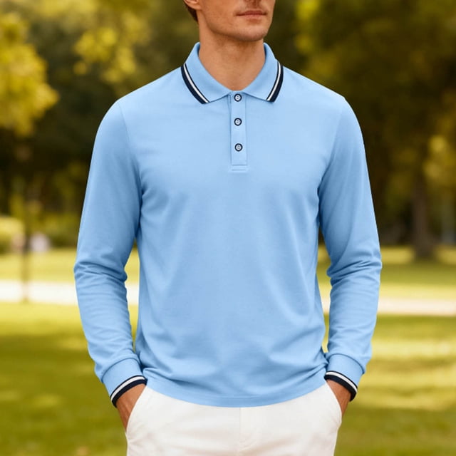 pstuiky camisas de manga larga para hombre, Camisa de manga larga con solapa y botones para hombre, de color liso tops de invierno para hombre l