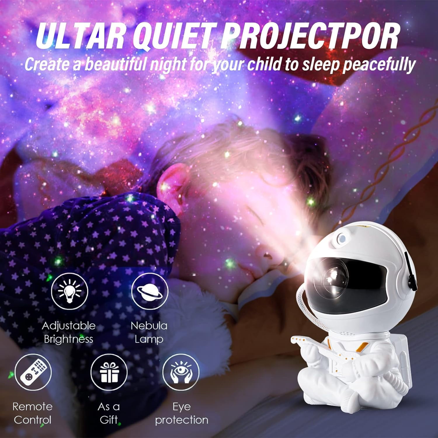 Aorsher LED Star Projector Night Lights with Remote Control, Astronaut Nebula Galaxy Space Projector for Room Decorction, White Guitar