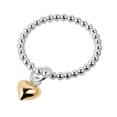 thumbnail image 3 of Cute Gold Vermeil Dangle Gold Heart Eternity Bead Ball Sterling Silver Ring for Female Adult Size-7, 3 of 5