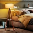 thumbnail image 4 of Gymax Tripod Floor Lamp Wood Standing Lamp w/ Flaxen Lamp Shade and E26 Lamp Base, 4 of 10