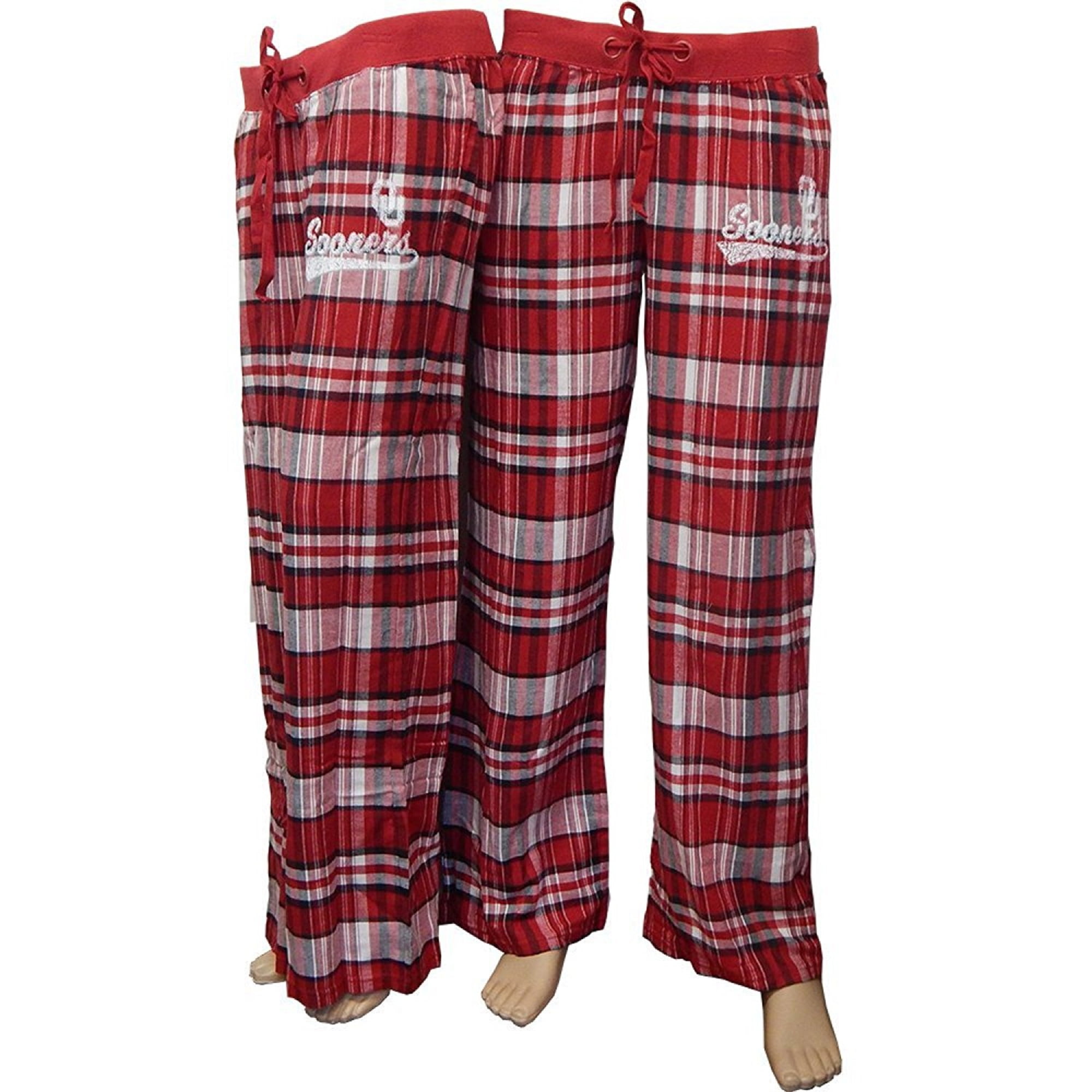 Oklahoma Women's Plaid Pajama Lounge Sleep Pants Drawstring Pants (Size